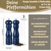 KI-generiertes Bild,Design Holz Salzmühle & Pfeffermühle Set Indigo 21cm Keramikmahlwerk Gewürzmühle