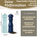 KI-generiertes Bild,Design Holz Salzmühle & Pfeffermühle Set Blau Mix 21cm Keramikmahlwerk Gewürzmühle
