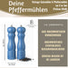 KI-generiertes Bild,iB Laursen Holz Salzmühle & Pfeffermühle Set Blau 21x5cm Keramikmahlwerk Gewürzmühle