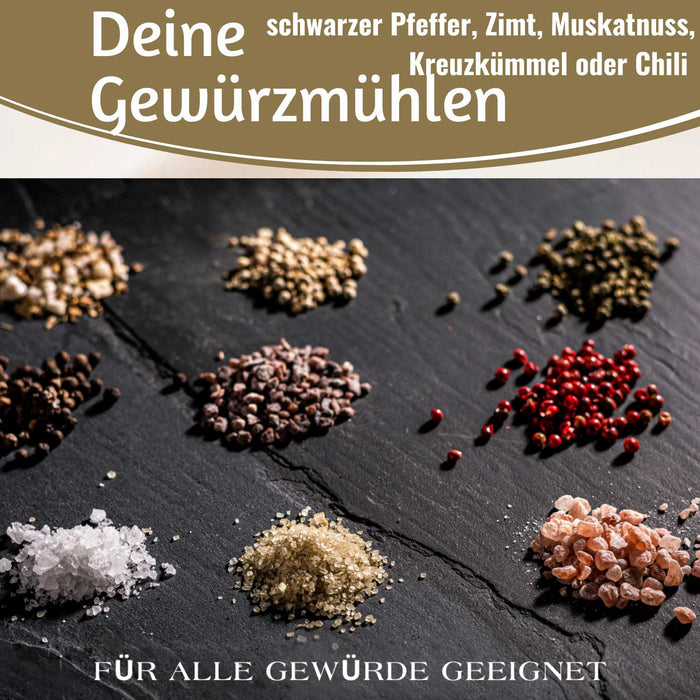 KI-generiertes Bild,iB Laursen Holz Salzmühle & Pfeffermühle Set Blau 21x5cm Keramikmahlwerk Gewürzmühle