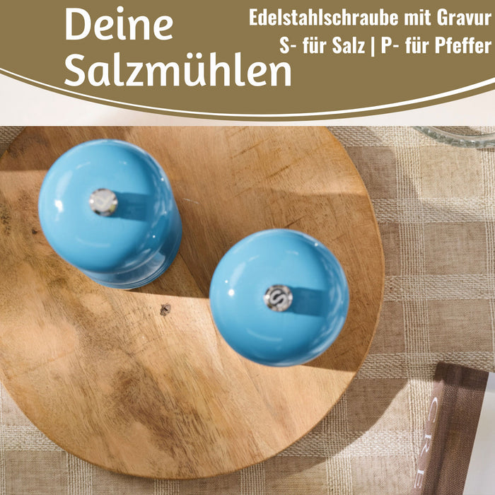 KI-generiertes Bild,iB Laursen Holz Salzmühle & Pfeffermühle Set Blau 21x5cm Keramikmahlwerk Gewürzmühle