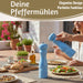 iB Laursen Holz Salzmühle & Pfeffermühle Set Blau 21x5cm Keramikmahlwerk Gewürzmühle