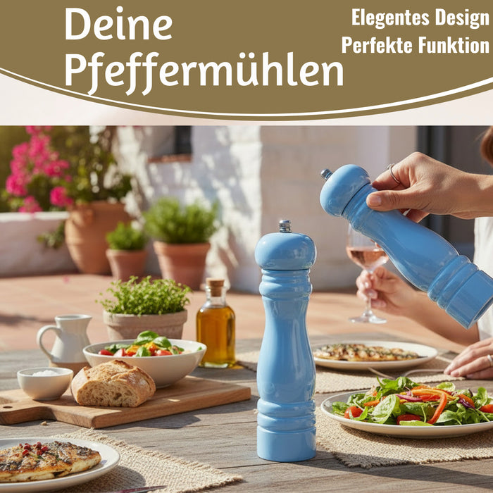 KI-generiertes Bild,iB Laursen Holz Salzmühle & Pfeffermühle Set Blau 21x5cm Keramikmahlwerk Gewürzmühle