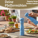 KI-generiertes Bild,iB Laursen Holz Salzmühle & Pfeffermühle Set Blau 21x5cm Keramikmahlwerk Gewürzmühle
