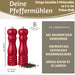 KI-generiertes Bild,Design Holz Salzmühle & Pfeffermühle Set Rot 21x5cm Keramikmahlwerk Gewürzmühle