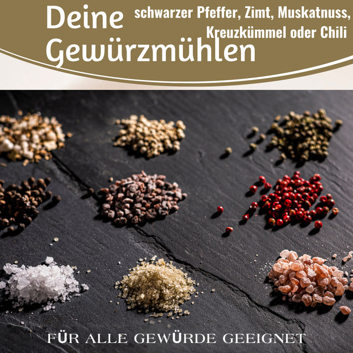 KI-generiertes Bild,iB Laursen Holz Salzmühle & Pfeffermühle Set Schwarz 21x5cm Keramikmahlwerk Gewürzmühle