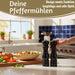 KI-generiertes Bild,iB Laursen Holz Salzmühle & Pfeffermühle Set Schwarz 21x5cm Keramikmahlwerk Gewürzmühle