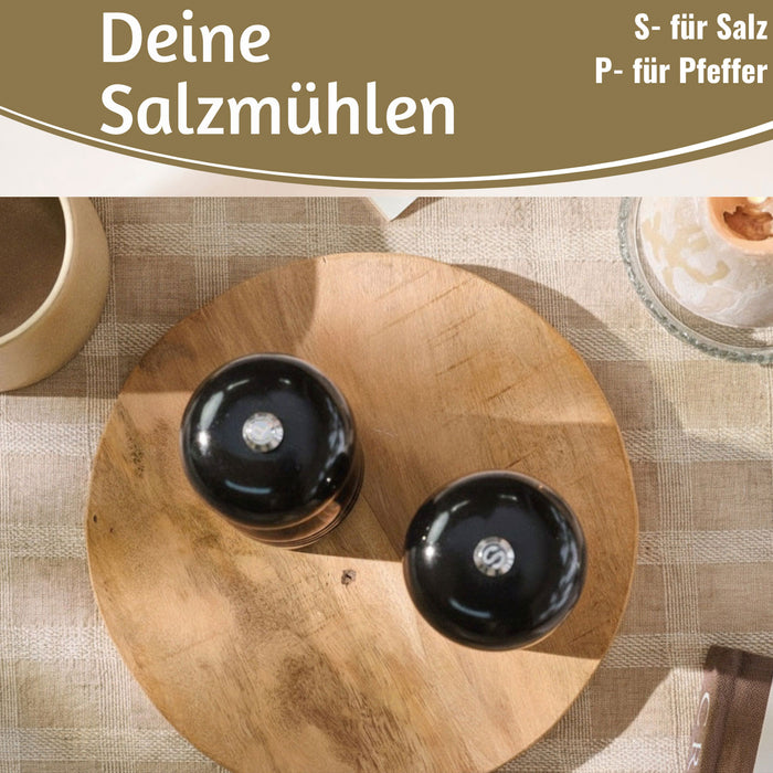 KI-generiertes Bild,iB Laursen Holz Salzmühle & Pfeffermühle Set Schwarz 21x5cm Keramikmahlwerk Gewürzmühle