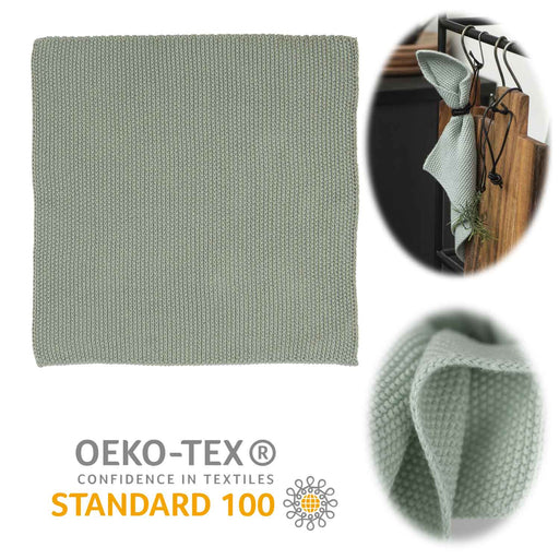 Vintage Spüllappen 25cm Mynte Grün Gestrickt 100% Baumwolle OEKO-TEX 100