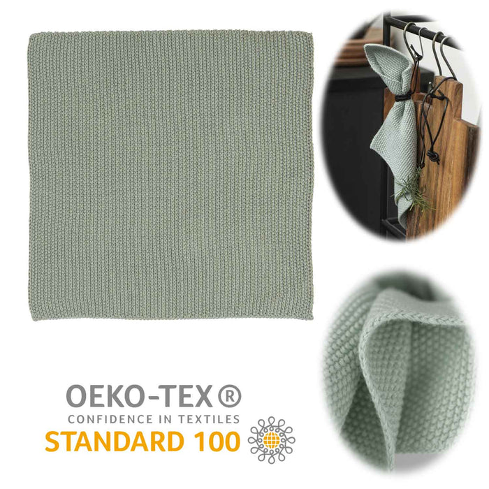 Vintage Spüllappen 25cm Mynte Grün Gestrickt 100% Baumwolle OEKO-TEX 100