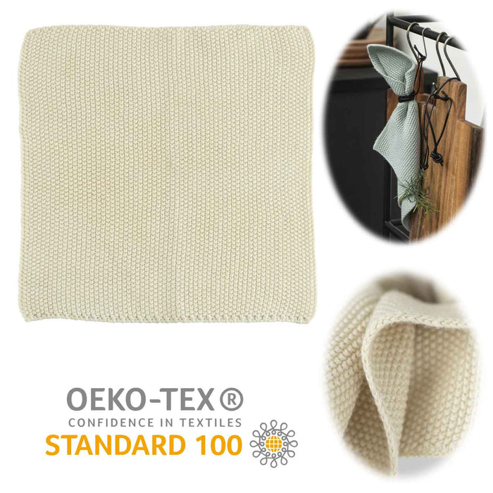 KI-generiertes Bild Vintage Spüllappen 25cm Mynte Latte Gestrickt 100% Baumwolle OEKO-TEX 100