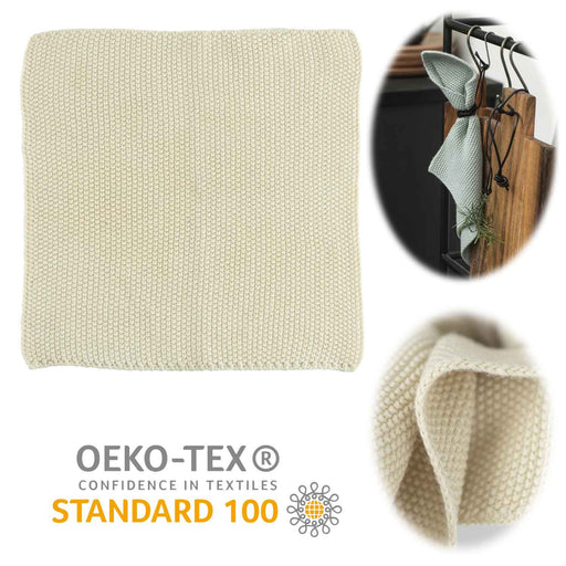 Vintage Spüllappen 25cm Mynte Latte Gestrickt 100% Baumwolle OEKO-TEX 100