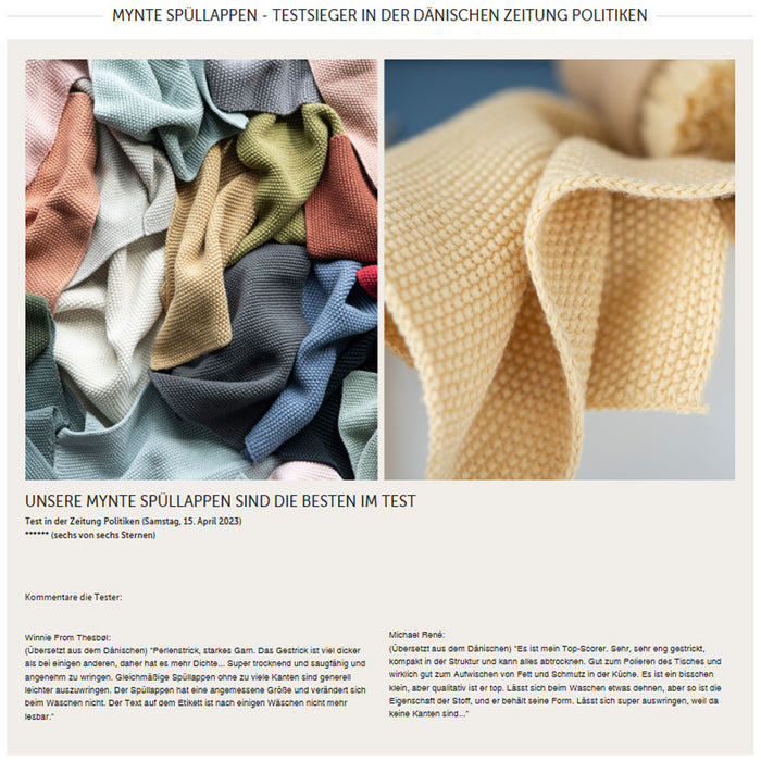 Vintage Spüllappen 25cm Mynte Grün Gestrickt 100% Baumwolle OEKO-TEX 100