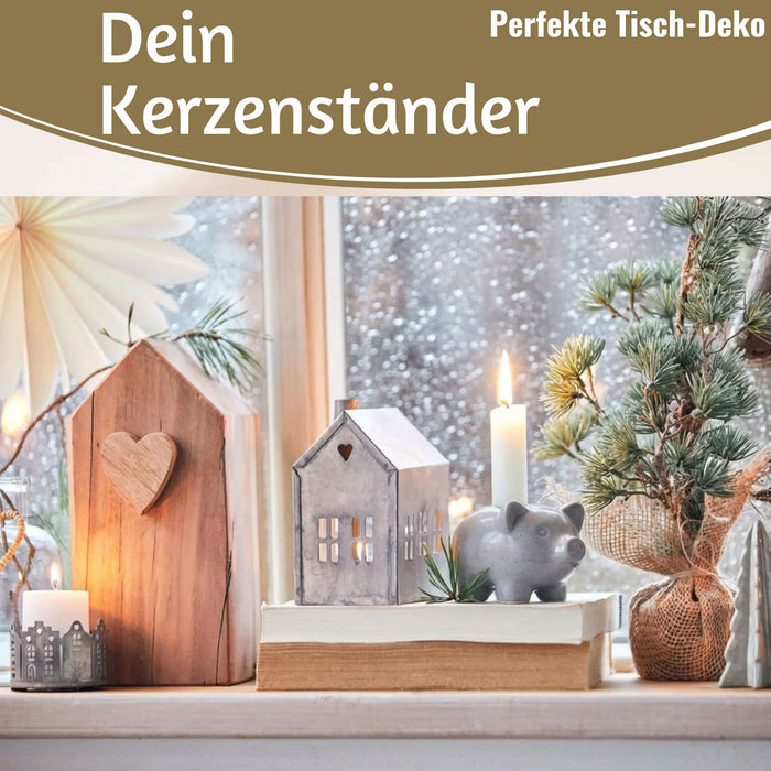 KI-generiertes Bild,Exklusiver Kerzenständer Schweinchen 10cm Stabkerzen-Kerzenhalter Kerzenleuchter