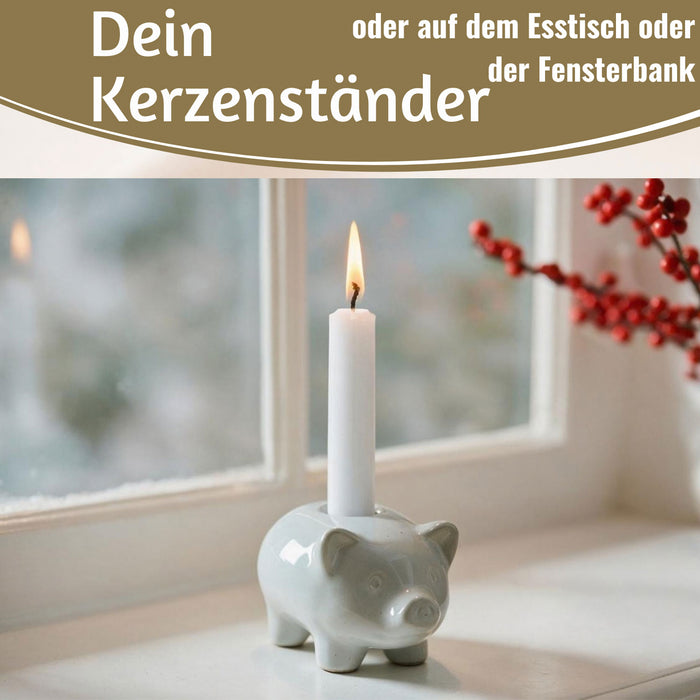 KI-generiertes Bild,Exklusiver Kerzenständer Schweinchen 10cm Stabkerzen-Kerzenhalter Kerzenleuchter