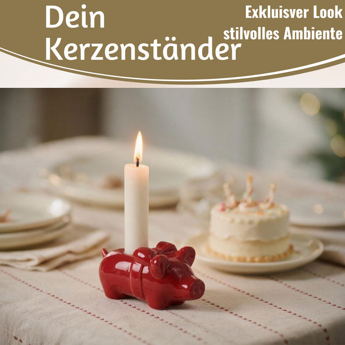 KI-generiertes Bild,Exklusiver Kerzenständer Schweinchen 10cm Stabkerzen-Kerzenhalter Kerzenleuchter