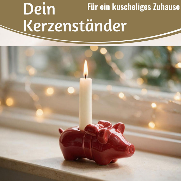 KI-generiertes Bild,Exklusiver Kerzenständer Schweinchen 10cm Stabkerzen-Kerzenhalter Kerzenleuchter