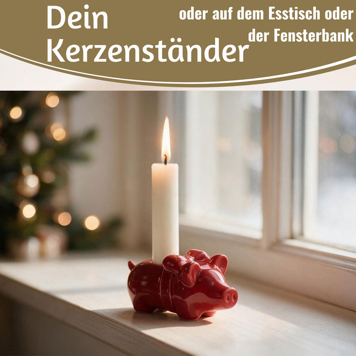 KI-generiertes Bild,Exklusiver Kerzenständer Schweinchen 10cm Stabkerzen-Kerzenhalter Kerzenleuchter