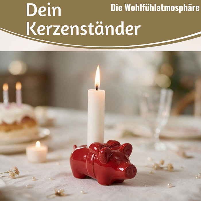 KI-generiertes Bild,Exklusiver Kerzenständer Schweinchen 10cm Stabkerzen-Kerzenhalter Kerzenleuchter