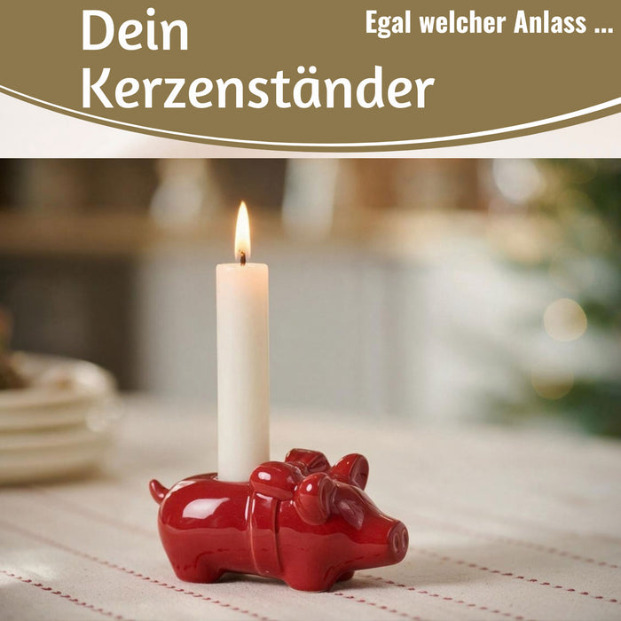 KI-generiertes Bild,Exklusiver Kerzenständer Schweinchen 10cm Stabkerzen-Kerzenhalter Kerzenleuchter