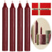 Exklusive Stabkerzen Ribe Rustik 4´er Set Bordeauxrot 18x2,2cm Made in Denmark Spitzkerzen