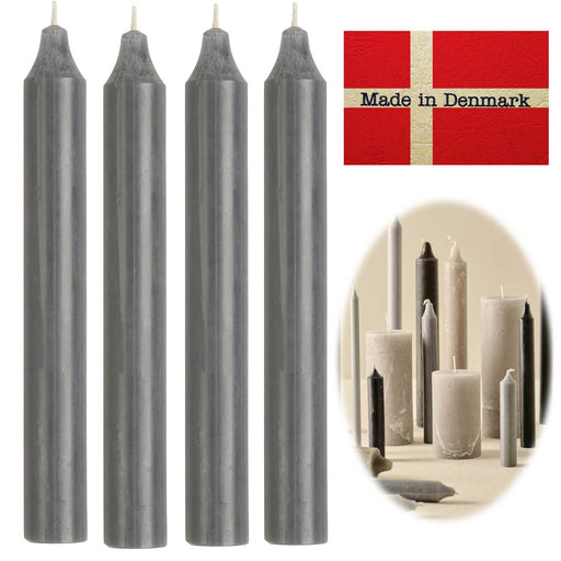 Exklusive Stabkerzen Ribe Rustik 4´er Set Grau 18x2,2cm Made in Denmark Spitzkerzen