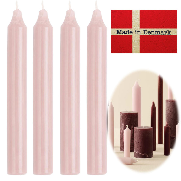 Exklusive Stabkerzen Ribe Rustik 4´er Set Hellrosa 18x2,2cm Made in Denmark Spitzkerzen