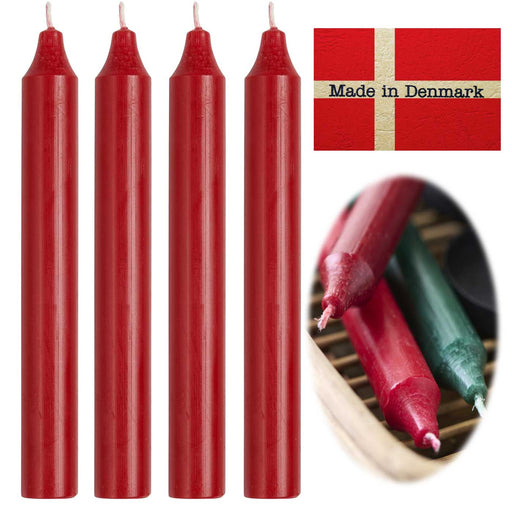 Exklusive Stabkerzen Ribe Rustik 4´er Set Rot 18x2,2cm Made in Denmark Spitzkerzen