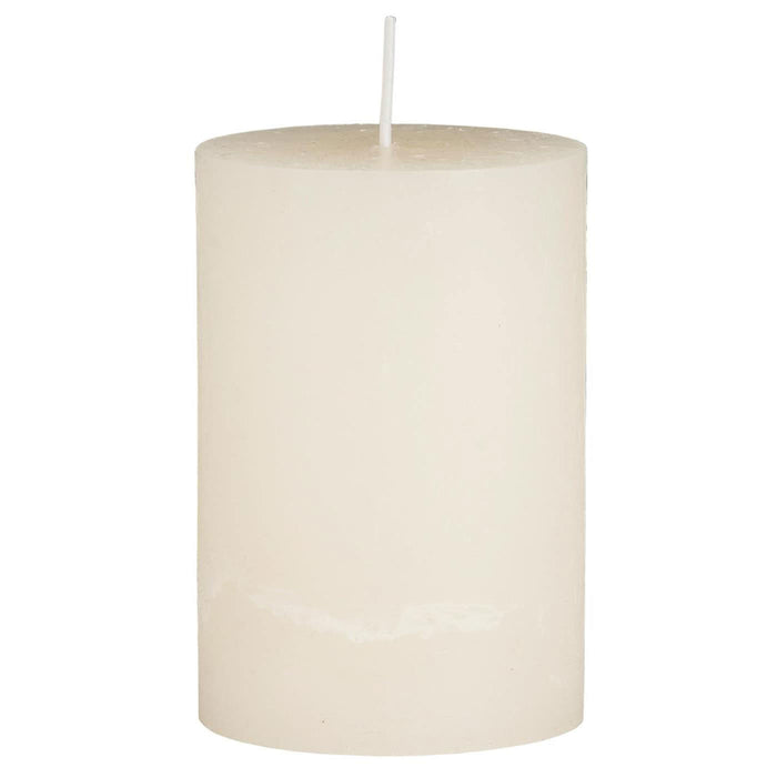 Exklusive Stumpenkerze 10x6,8cm Ribe Rustik Creme Weiß - Made in EU - Wachskerze