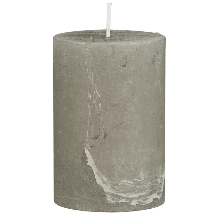 Exklusive Stumpenkerze 10x6,8cm Ribe Rustik Grau Frensh Grey - Made in EU - Wachskerze