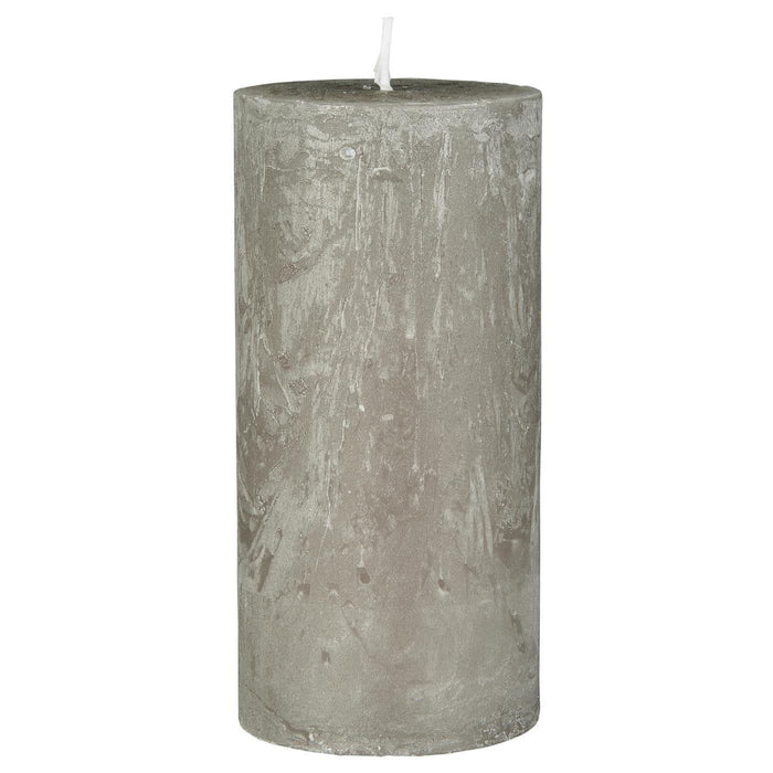 Exklusive Stumpenkerze 14x6,8cm Ribe Rustik Grau Frensh Grey - Made in EU - Wachskerze