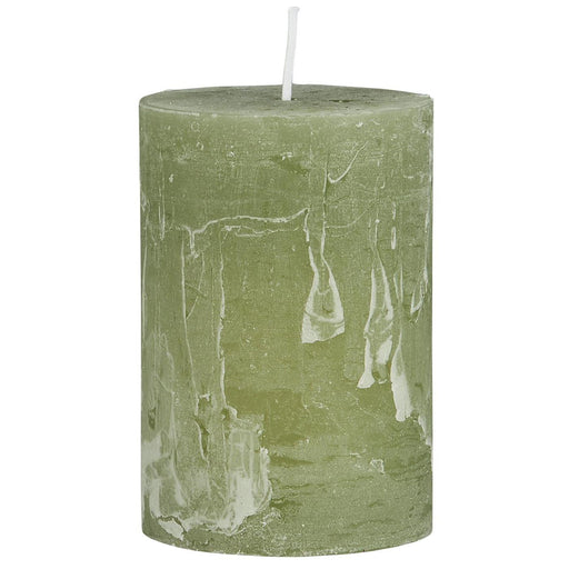 Exklusive Stumpenkerze 10x6,8cm Ribe Rustik Grün Green Tea - Made in EU - Wachskerze