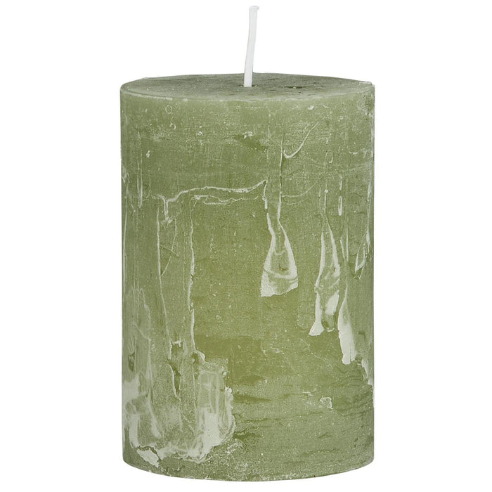 Exklusive Stumpenkerze 10x6,8cm Ribe Rustik Grün Green Tea - Made in EU - Wachskerze