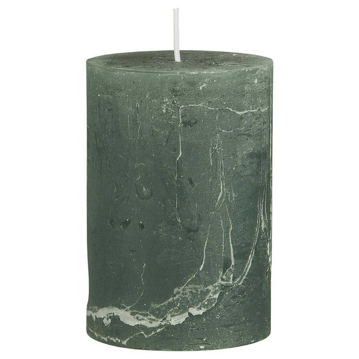 Exklusive Stumpenkerze 10x6,8cm Ribe Rustik Grün Moosgrün - Made in EU - Wachskerze
