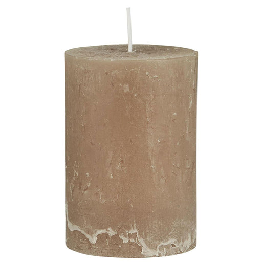 Exklusive Stumpenkerze 10x6,8cm Ribe Rustik Beige Leinen - Made in EU - Wachskerze