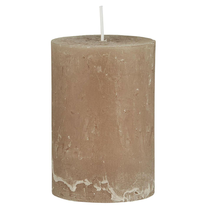 Exklusive Stumpenkerze 10x6,8cm Ribe Rustik Beige Leinen - Made in EU - Wachskerze