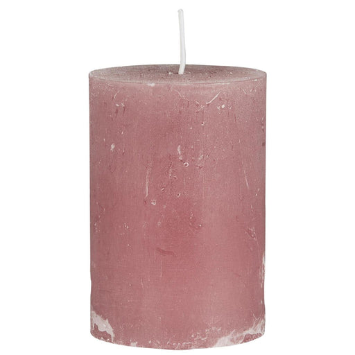 Exklusive Stumpenkerze 10x6,8cm Ribe Rustik Rosa Malva - Made in EU - Wachskerze