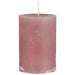 Exklusive Stumpenkerze 10x6,8cm Ribe Rustik Rosa Malva - Made in EU - Wachskerze