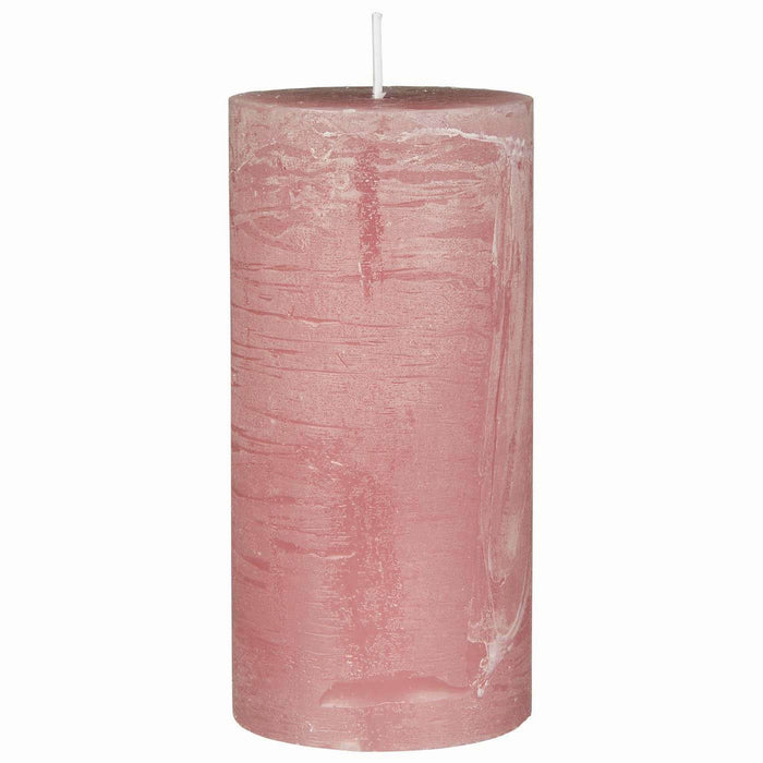 Exklusive Stumpenkerze 14x6,8cm Ribe Rustik Rosa Malva - Made in EU - Wachskerze
