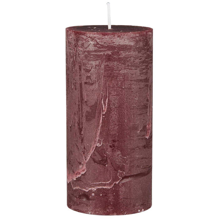 Exklusive Stumpenkerze 14x6,8cm Ribe Rustik Rot Bordeaux - Made in EU - Wachskerze