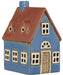 Teelichthaus Lichterhaus Nyhavn 16cm Blau Braun Keramik Fachwerkhaus Teelichthalter