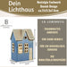 KI-generiertes Bild,Teelichthaus Lichterhaus Nyhavn 17cm Blau Keramik Fachwerkhaus Teelichthalter
