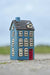 Teelichthaus Lichterhaus Nyhavn 20cm Blau Braun Keramik Fachwerkhaus Teelichthalter