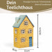 Teelichthaus Lichterhaus Nyhavn 18cm Gelb Blau Keramik Fachwerkhaus Teelichthalter