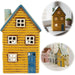 Teelichthaus Lichterhaus Nyhavn 18cm Gelb Blau Keramik Fachwerkhaus Teelichthalter