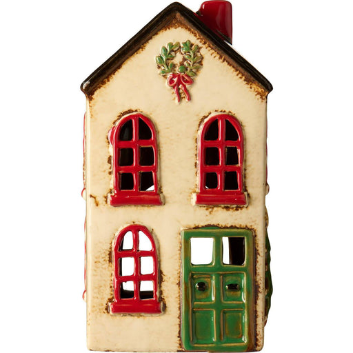 Teelichthaus Lichterhaus Nyhavn 19cm Beige Rot Keramik Fachwerkhaus Teelichthalter