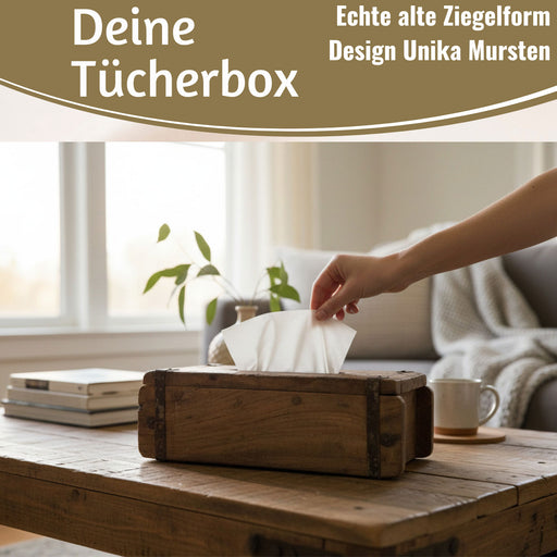 KI-generiertes Bild,Tissue-Box Holz 31cm Braun Ziegelform Kosmetiktuch-Spender Taschentuch