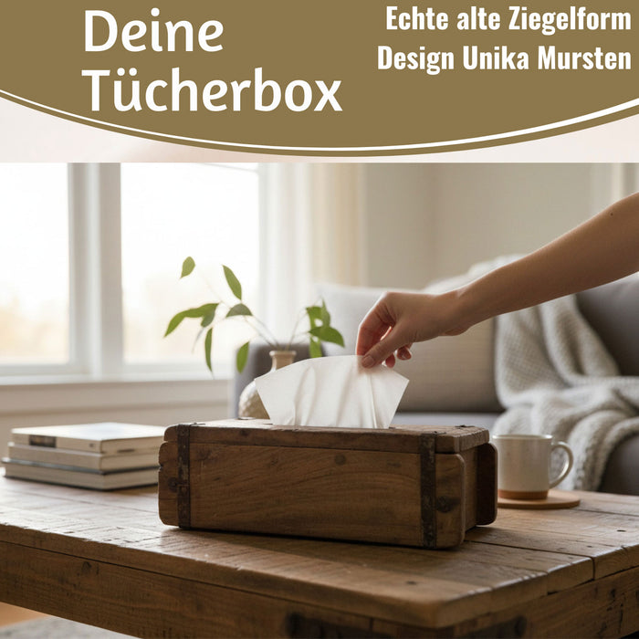 KI-generiertes Bild,Tissue-Box Holz 31cm Braun Ziegelform Kosmetiktuch-Spender Taschentuch