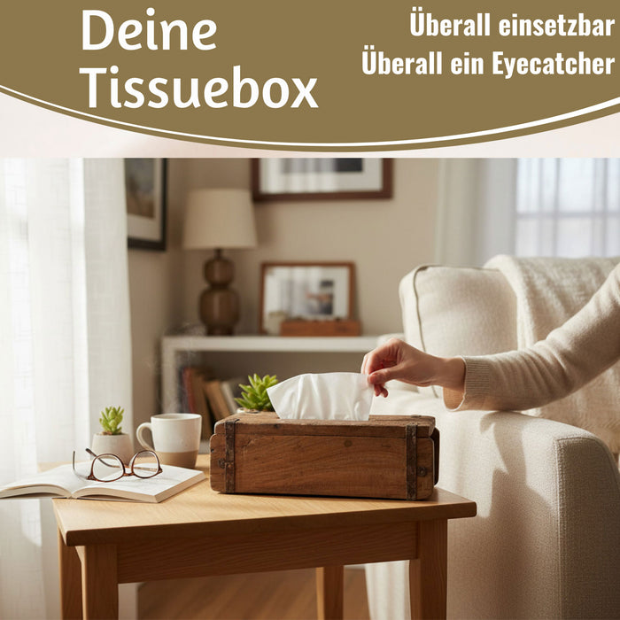 Tissue-Box Holz 31cm Braun Ziegelform Kosmetiktuch-Spender Taschentuch