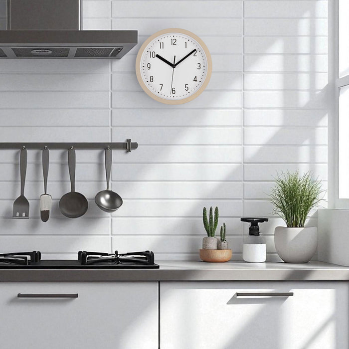 Nostalgische Wanduhr Sand Beige 20cm Leicht Ablesbar Vintage Küchenuhr Bürouhr Retro